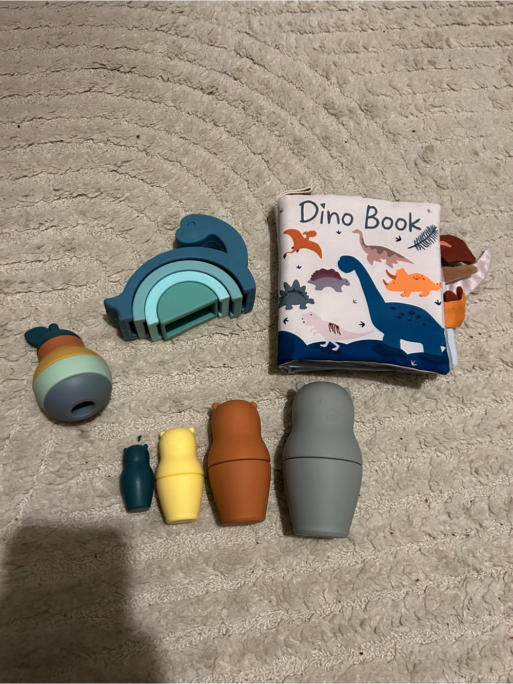 Kids Dino Soft Fabric Book and Stacking Toys Set - Multicolor